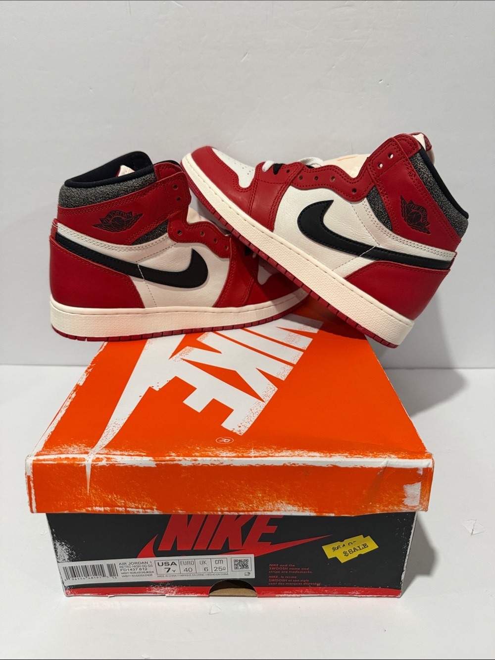 Air Jordan 1 Retro OG High 'Chicago Lost & Found' (GS) Sz: 7 (FD1437-612)
